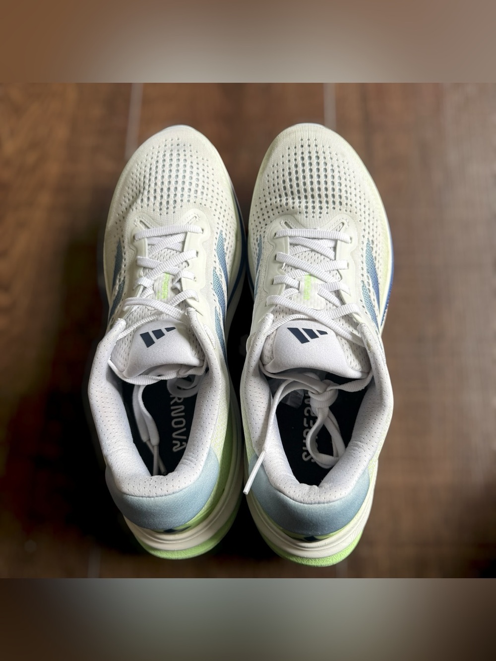 ADIDAS Supernova Rise Lightweight Running Sneakers - White, Blue & Lime - Picture 7 of 14